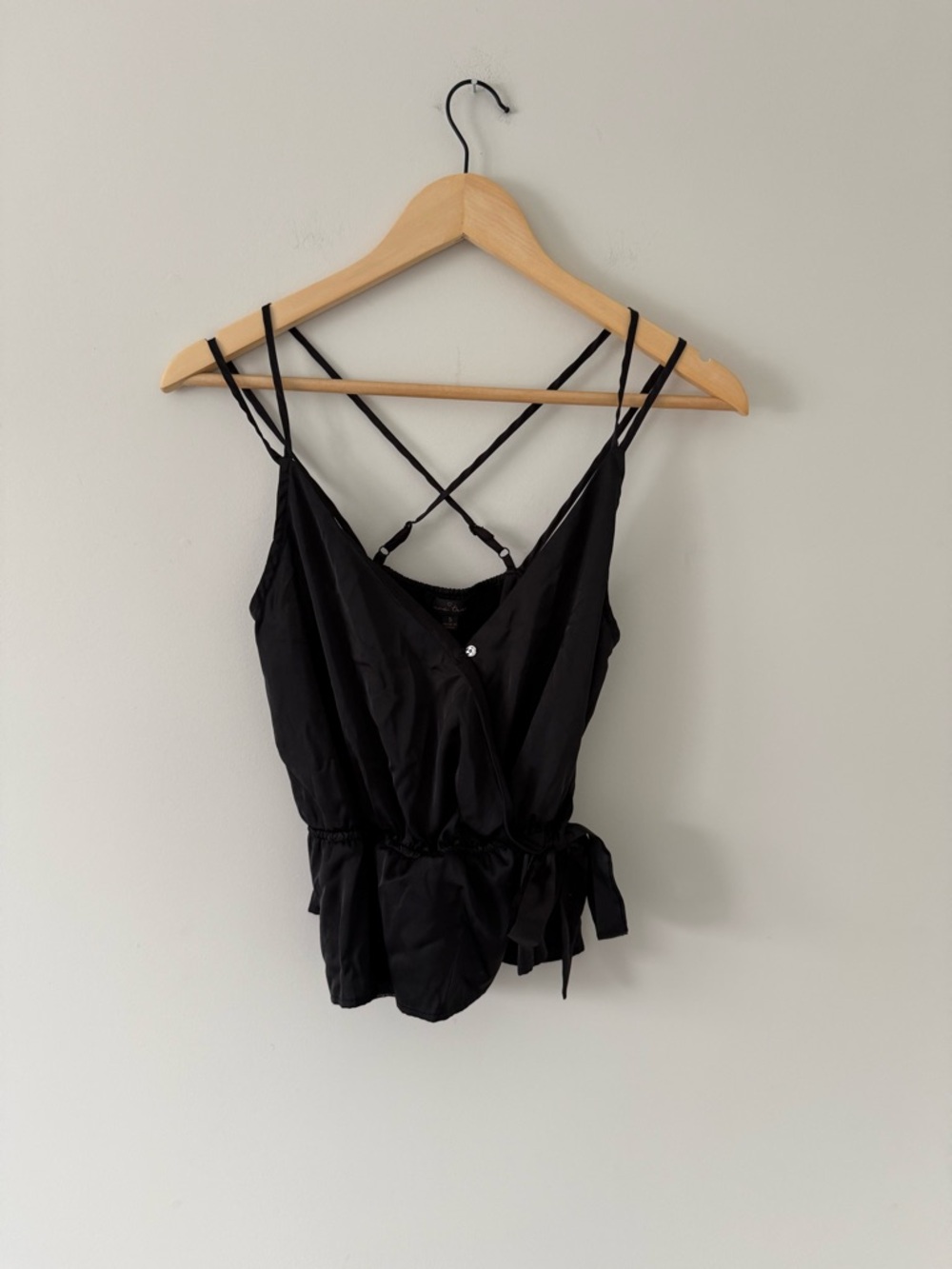Black Crisscross Strappy V-Neck Tank Top with Side Tie (size small)